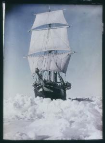 The Endurance under full sail, held up in the Weddell Sea, 1914-1915.