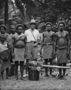  Anthropologist Ian Hogbin and research assistants in Guadalcanal, Solomon Islands, 1930s. Photo © Ian Hogbin, University of Sydney Archives (P15/12/9/1)